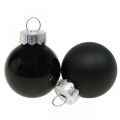 Floristik24 Mini kerstballen glas zwart glans/mat Ø2.5cm 24st