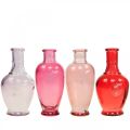 Floristik24 Mini vazen glas decoratief vazen roze roze rood paars 15cm 4st
