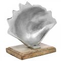 Floristik24 Shell om op te zetten, maritieme metalen decoratie met houten voet zilver, naturel 16 × 19cm
