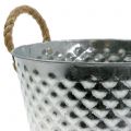 Floristik24 Zink pot diamant met touw handvatten wit gewassen Ø24.5cm H21cm