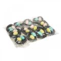 Floristik24 Mini paasmandje met pastelkleurige eitjes Kleurrijke paasdecoraties Ø6cm 12 stuks