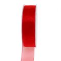 Floristik24 Organza lint met zelfkant 2.5cm 50m rood