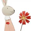 Floristik24 Paasdecoratie, metalen konijntje, lentedecoratie, paashaas met bloem 61cm