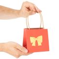 Cadeautasjes van papier met lintmotief, 12 cm, 8 stuks | Floristik24.nl