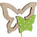 Floristik24 Plantenplug vlinder op stok hout lente decoratie 16st