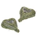 Floristik24 Decoratief hartje van natuurlijk gras met folie-inzetstuk, 14 cm, 2 stuks