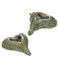 Floristik24 Plantenhart gemaakt van natuurlijk materiaal met folie-inzetstuk, 22 cm, 2 stuks