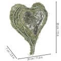 Hartvormige schaal van natuurlijk gras met plantfolie, 38 cm | Floristik24.nl