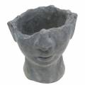 Floristik24 Buste plantenkop gemaakt van beton voor beplanting grijs H13cm 2st