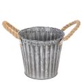 Floristik24 Metalen plantenpot, decoratieve pot met handvatten, bloempot, sierpot Ø16,5 cm