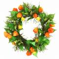 Floristik24 Kunstmatige Physalis-krans, oranje en groen, Ø28 cm, herfstdecoratie
