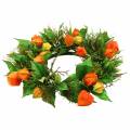 Kunstmatige Physalis-krans, oranje en groen, Ø28 cm, herfstdecoratie | Floristik24.nl