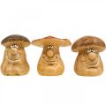 Floristik24 Keramische decoratieve paddenstoel met gezicht bruin figuur H12cm 3st