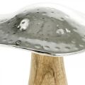 Floristik24 Deco paddestoel metaal hout zilver, natuurlijke herfstdecoratie 13cm