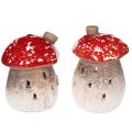 Floristik24 Decoratieve beeldjes van een vliegenzwam met schoorsteen (10 cm, 2 stuks) in de vorm van een vuurtoren.