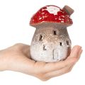Decoratieve beeldjes van een vliegenzwam met schoorsteen (10 cm, 2 stuks) in de vorm van een vuurtoren. | Floristik24.nl