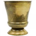 Vintage plantenbak metalen bekervaas messing Ø17cm H19cm | Floristik24.nl