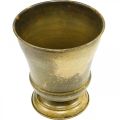Vintage plantenbak metalen bekervaas messing Ø17cm H19cm | Floristik24.nl