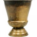 Vintage plantenbak metalen bekervaas messing Ø14cm H17cm | Floristik24.nl