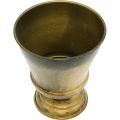 Vintage plantenbak metalen bekervaas messing Ø14cm H17cm | Floristik24.nl