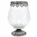 Floristik24 Decoratieve glazen beker met metalen voet Ø16cm H23.5cm
