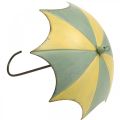 Floristik24 Metalen paraplu&#39;s, lente, hangparaplu&#39;s, herfstdecoratie roze/groen, blauw/geel H29.5cm Ø24.5cm set van 2