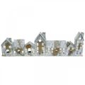 Floristik24 Verlichte huisjes, raamdecoratie, zilverkleurige vuurtorens, antiek ogende metalen lantaarn, L67,5cm H20cm