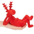 Decoratief rood rendierbeeldje, liggend, modern design, 24 cm, 2 stuks | Floristik24.nl