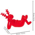Decoratief rood rendierbeeldje, liggend, modern design, 24 cm, 2 stuks | Floristik24.nl