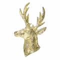 Floristik24 Decoratieve rendier buste goudkleurig metaal 8cm × 4,8cm 8st