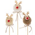 Floristik24 Decoratieve rendierfiguurtjes met pompons, kerstknijpers, 24 cm, 12 stuks