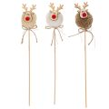 Decoratieve rendierfiguurtjes met pompons, kerstknijpers, 24 cm, 12 stuks | Floristik24.nl