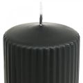 Floristik24 Stompkaarsen zwart gegroefde kaars 70/130mm 4st