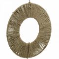 Floristik24 Ring bedekt, zomerdecoratie, decoratieve ring om op te hangen, boho-stijl natuurlijke kleuren, zilver Ø29.5cm