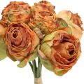 Floristik24 Rozenbos, zijden bloemen, kunstrozen oranje, antiek look L23cm 8st