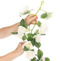 Kunstmatige rozenslinger met witte bloemen ter decoratie, 170 cm | Floristik24.nl