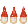 Mini kabouterfiguurtje, vliegenzwam, tafeldecoratie, 10 cm, 6 stuks | Floristik24.nl