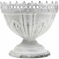 Floristik24 Decoratieve trofee metalen sierschaal wit met kroonrand H15cm