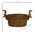 Decoratieve schaal met rendierkop, ovaal, roestbruin, rustiek, 41 cm | Floristik24.nl