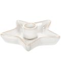 Floristik24 Keramische stervormige kaarsenhouder, wit, voor taps toelopende kaarsen, 12 cm, 2 stuks