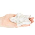 Keramische stervormige kaarsenhouder, wit, voor taps toelopende kaarsen, 12 cm, 2 stuks | Floristik24.nl