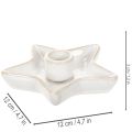Keramische stervormige kaarsenhouder, wit, voor taps toelopende kaarsen, 12 cm, 2 stuks | Floristik24.nl