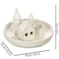 Decoratieve keramische kaarsenhouder met huisje en bomen, 16 cm | Floristik24.nl