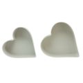 Floristik24 Schaal hart kunststof sierschaal wit grijs 24/21cm set van 2