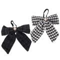 Floristik24 Stoffen strik met broche en ophanglus, geruit, 24 cm, 2 stuks