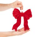 Decoratieve rode strik om op te hangen, fluweelachtige kerstversiering, 22 cm | Floristik24.nl