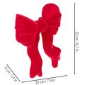 Decoratieve rode strik om op te hangen, fluweelachtige kerstversiering, 22 cm | Floristik24.nl