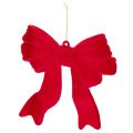 Decoratieve rode strik om op te hangen, fluweelachtige kerstversiering, 22 cm | Floristik24.nl