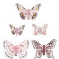 Deco vlinders met clip, veren vlinders roze 4.5-8cm 10st
