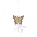 Floristik24 Vilten vlinder om crème trouwdecoratie op te hangen 16cm